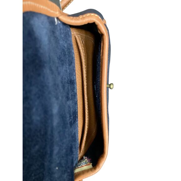 VTG Dooney&Bourke Purse/Small Crossbody Women’s 1Size Genuine Leather Navy&Brown - Picture 7 of 9